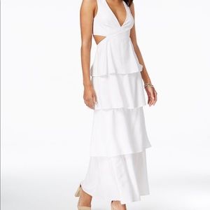 Bardot White Ruffled maxi dress